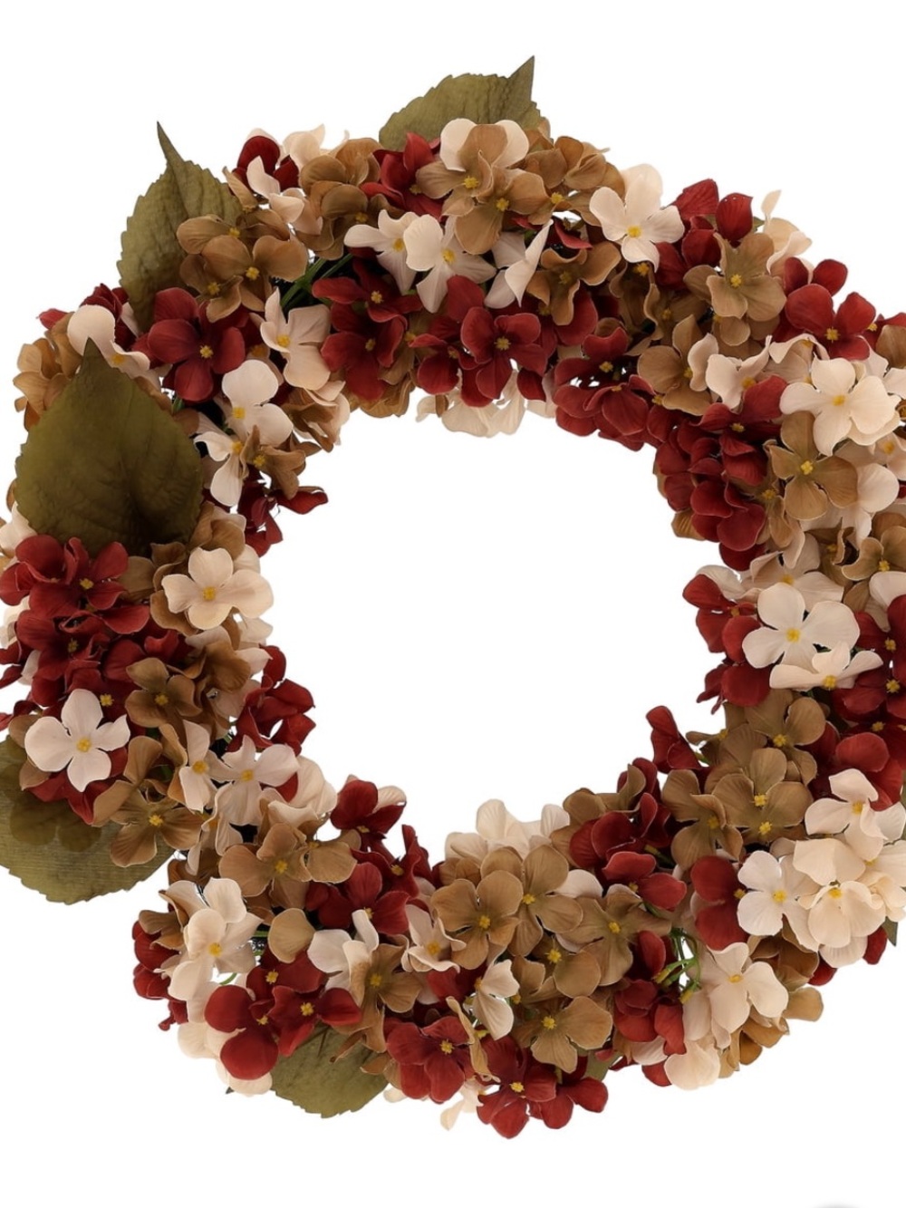 Texas House Hydrangea Wreath, Cream and Brown, 24"